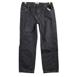 Duke Haband Classic Jeans Mens 36 X28 Black Elastic Waist Contrast Stitch Travel